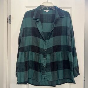 American Eagle Baby Doll Plaid Flannel Top